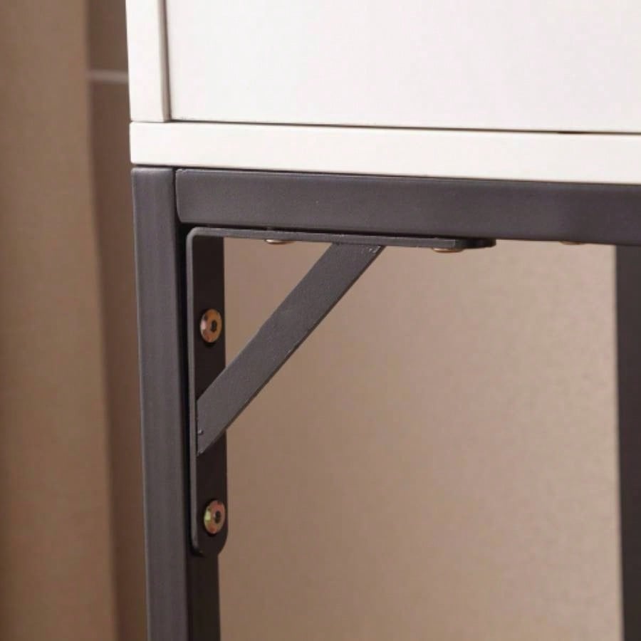 Vanity Desk with Lighted Mirror Power Outlet, Makeup Vanity Desk with Drawers and Cabinet, Sturdy Iron Bracket, Make up Vanity Table Bedroom, White