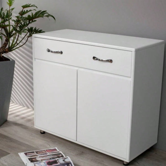 Six drawer side table - white