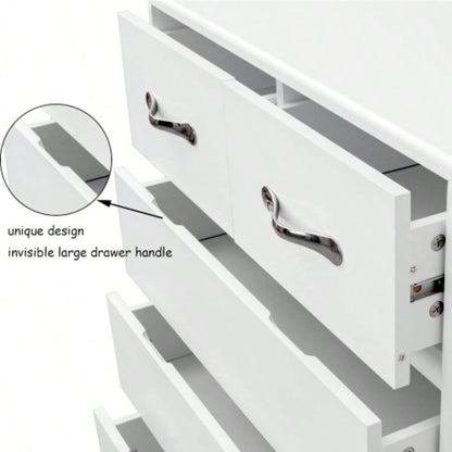 Six drawer side table - white