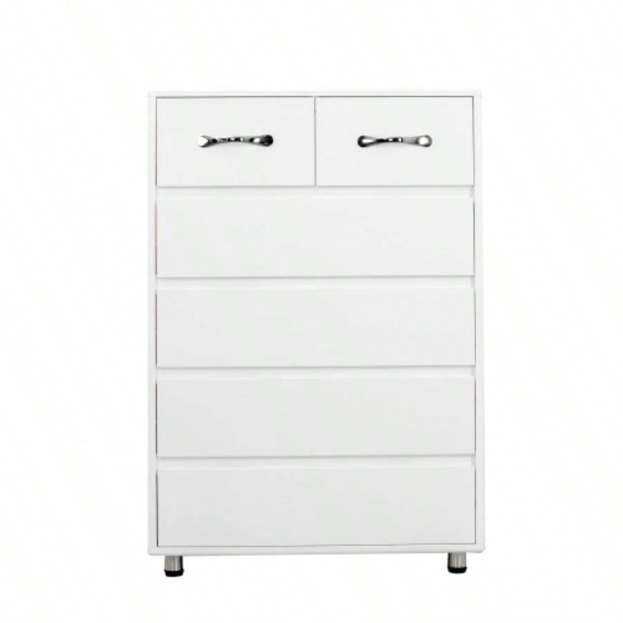 Six drawer side table - white