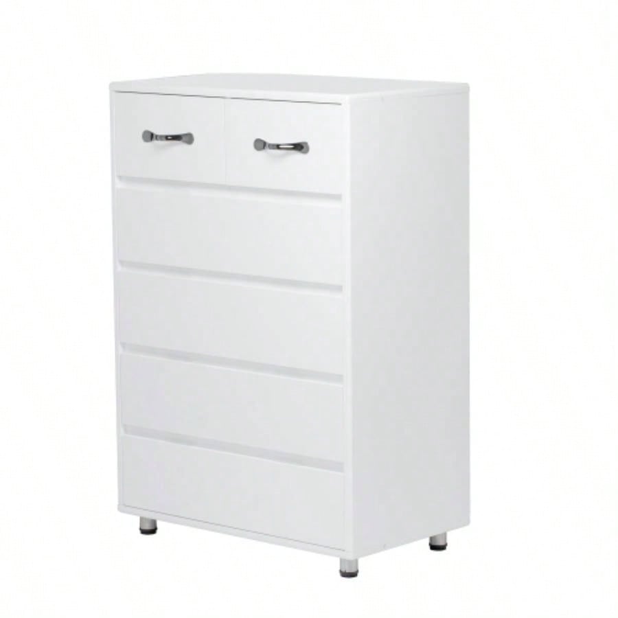 Six drawer side table - white