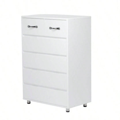 Six drawer side table - white