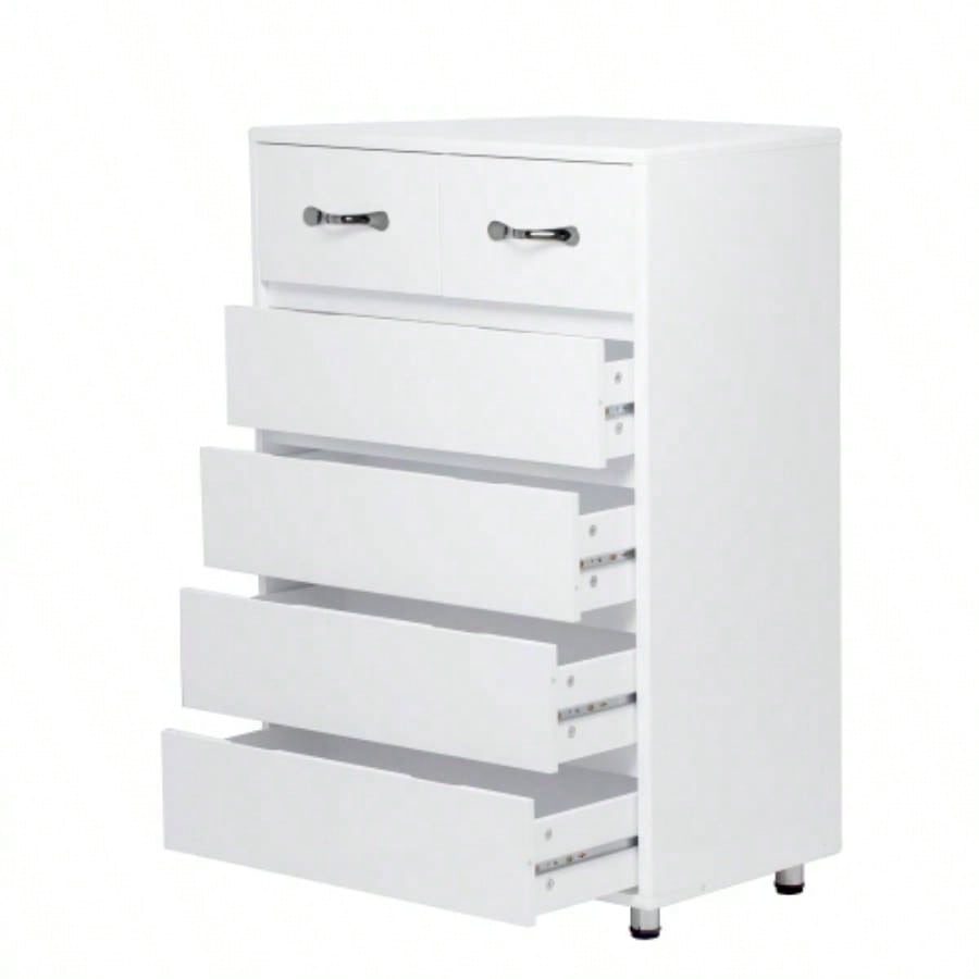 Six drawer side table - white