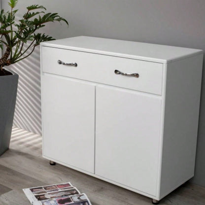 Six drawer side table - white