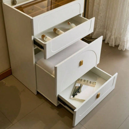 3 in 1 Vanity Desk, Flip Top Vanity Set with Mirror and 3 Drawer, Small Makeup Vanity Table with Cushioned Stool, Compact Dressing Table Bedroom, White