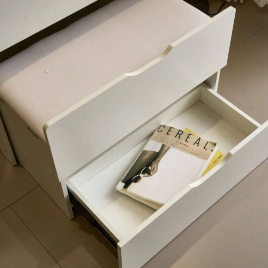 3 - in - 1 Vanity Desk with Mirror And Lights, Small Vanity Desk Set with Visible Glass Tabletop, 3 Drawers, Storage, 3 - color Lighting Mirror, Suitable Bedroom Small Vanity Desk