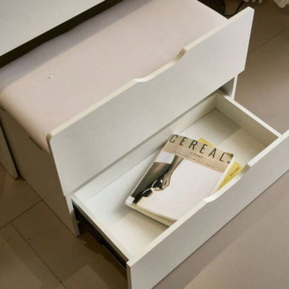 3 - in - 1 Vanity Desk with Mirror And Lights, Small Vanity Desk Set with Visible Glass Tabletop, 3 Drawers, Storage, 3 - color Lighting Mirror, Suitable Bedroom Small Vanity Desk