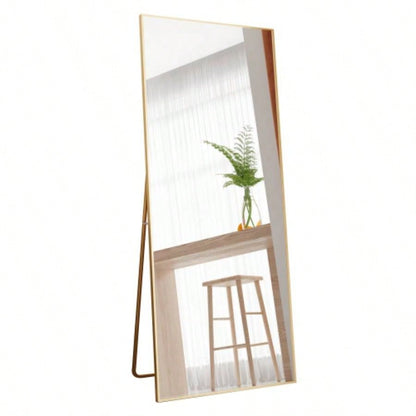 Tempered mirror 71x 32 Tall Full Length Mirror with Stand, Gold Wall Mounting Full Body Mirror, Metal Frame Full - Length Mirror Living Room, Bedroom
