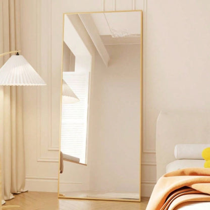 Tempered mirror 71x 32 Tall Full Length Mirror with Stand, Gold Wall Mounting Full Body Mirror, Metal Frame Full - Length Mirror Living Room, Bedroom