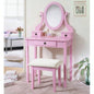 Moniys Wood Moniya Makeup Vanity Table and Stool Set, Purple
