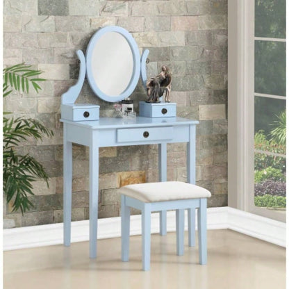 Moniys Wood Moniya Makeup Vanity Table and Stool Set, Purple