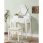 Wood Make - Up Vanity Table and Stool Set, White