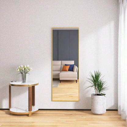 Tempered mirror 64x 24 Tall Full Length Mirror with Stand, Gold Wall Mounting Full Body Mirror, Metal Frame Full - Length Mirror Living Room, Bedroom