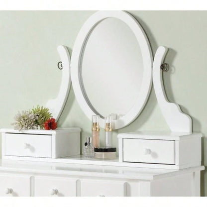 Wood Make - Up Vanity Table and Stool Set, White