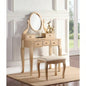 Wood Make - Up Vanity Table and Stool Set, White