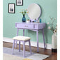 Maly Contemporary Wood Vanity and Stool Set, White