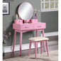 Liannon Contemporary Wood Vanity and Stool Set, Pink