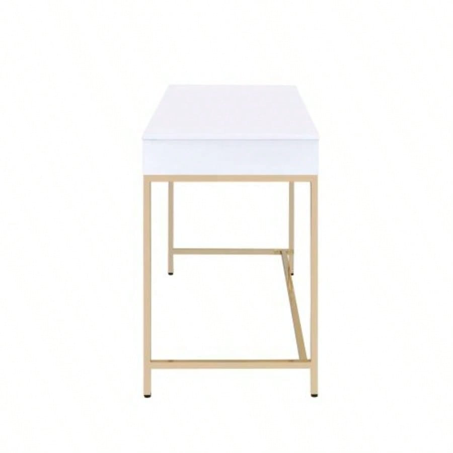 Ottey White High Gloss Gold Vanity Desk