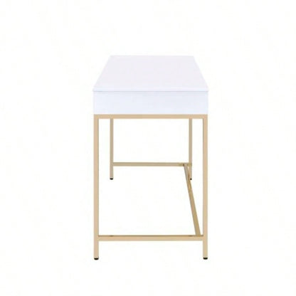 Ottey White High Gloss Gold Vanity Desk