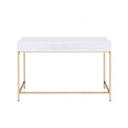 Ottey White High Gloss Gold Vanity Desk