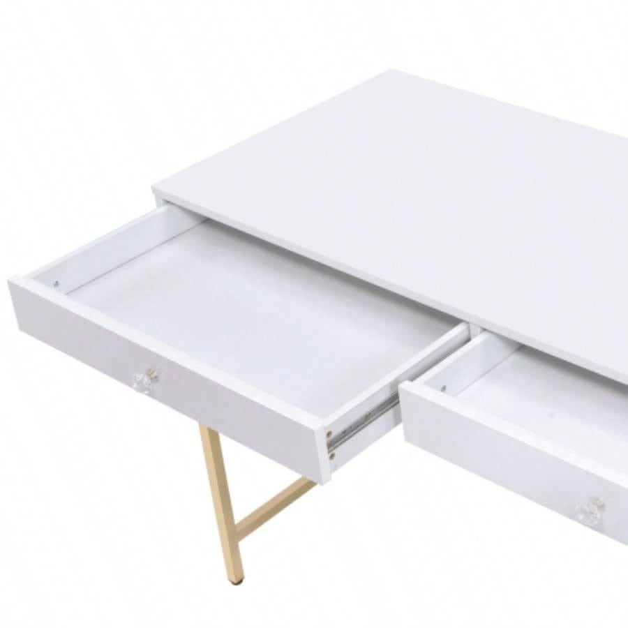 Ottey White High Gloss Gold Vanity Desk