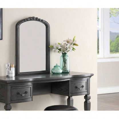 Bedroom Classic Vanity Set Wooden Carved Mirror Stool Drawers Antique
