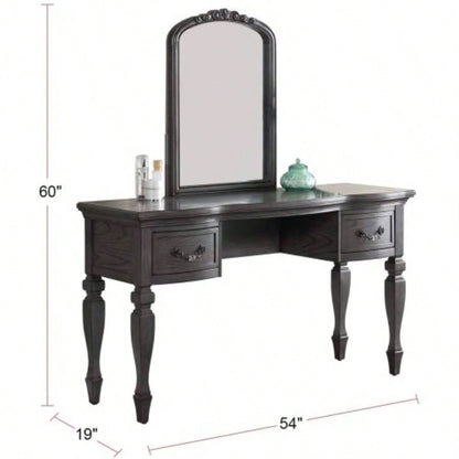 Bedroom Classic Vanity Set Wooden Carved Mirror Stool Drawers Antique