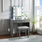 White Makeup Vanity and Stool Set with 10 Lights and USB Port and Power Outlet, 2x Drawers Luxurious Style Furniture