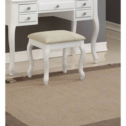 Classic 1pc Vanity Set Stool White Color Drawers Open - up Mirror Bedroom Furniture Unique Cushion Stool Vanity
