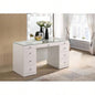 3pc Makeup Vanity Set LED Lighted Mirror Glass Top 9 Drawers Knobs Round Stool Wooden Bedroom Furniture Black