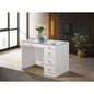 1pc Glam Makeup Vanity Table Glass Top 9 Drawers Knobs White Wooden Bedroom Furniture