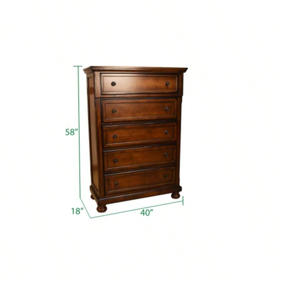 Chest Made with Wood in Dark Walnut Color