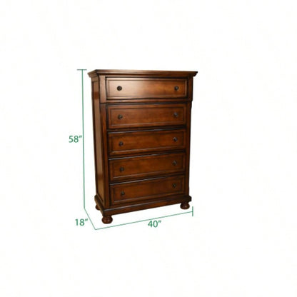 Chest Made with Wood in Dark Walnut Color
