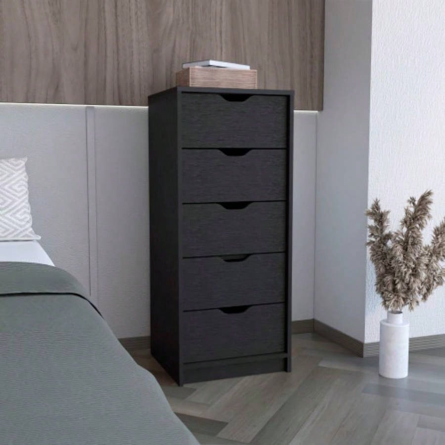 Basilea 5 Drawers Tall Dresser, Pull Out System - White