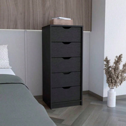 Basilea 5 Drawers Tall Dresser, Pull Out System - White