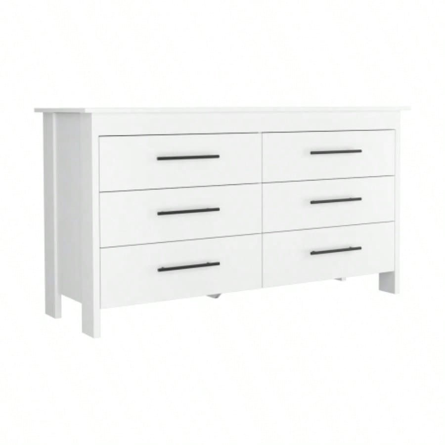 Hms 6 Drawer Double Dresser, Four, Superior Top - White