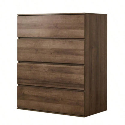 Liv Four - Drawer Contemporary Wood Chest in Walnut Brown