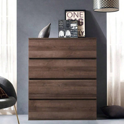 Liv Four - Drawer Contemporary Wood Chest in Walnut Brown