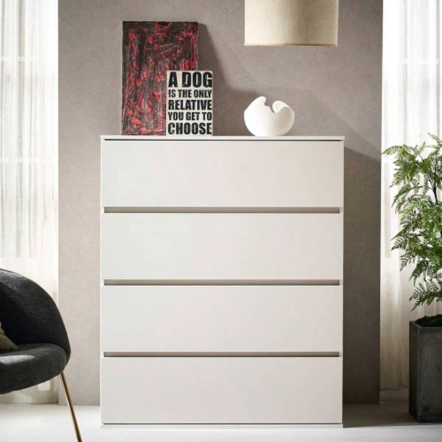 Liv Four - Drawer Contemporary Wood Chest in White