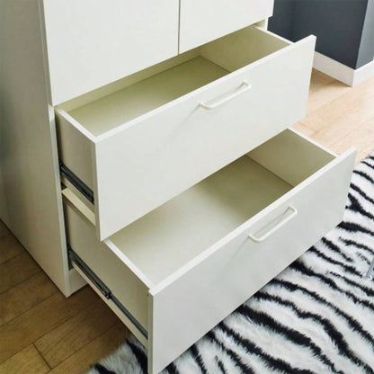 Emma Two - Door Wood Closet with Two Drawers and Hanging Bars in White