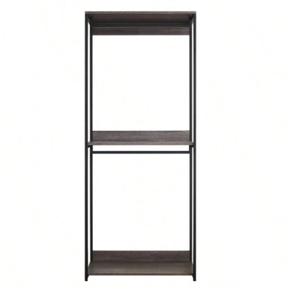 Monica Farmhouse Industrial Wood Walk - in Closet with One Shelf in Rustic Gray