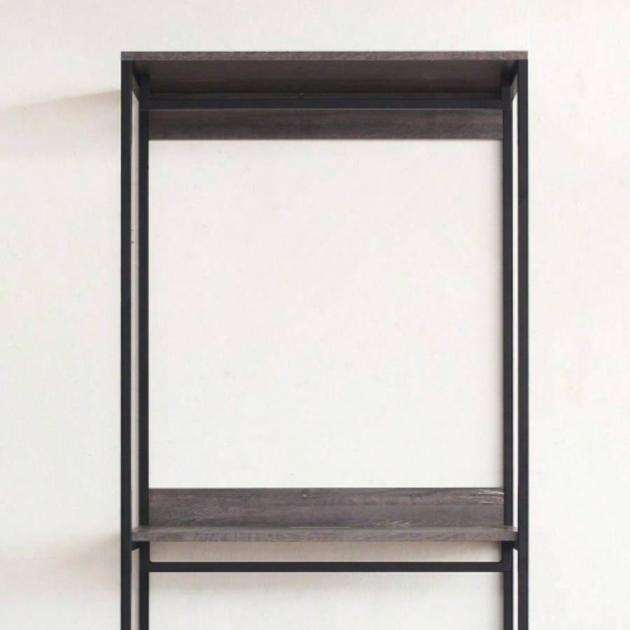 Monica Farmhouse Industrial Wood Walk - in Closet with One Shelf in Rustic Gray