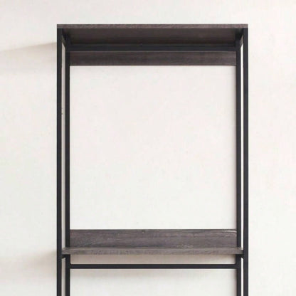Monica Farmhouse Industrial Wood Walk - in Closet with One Shelf in Rustic Gray
