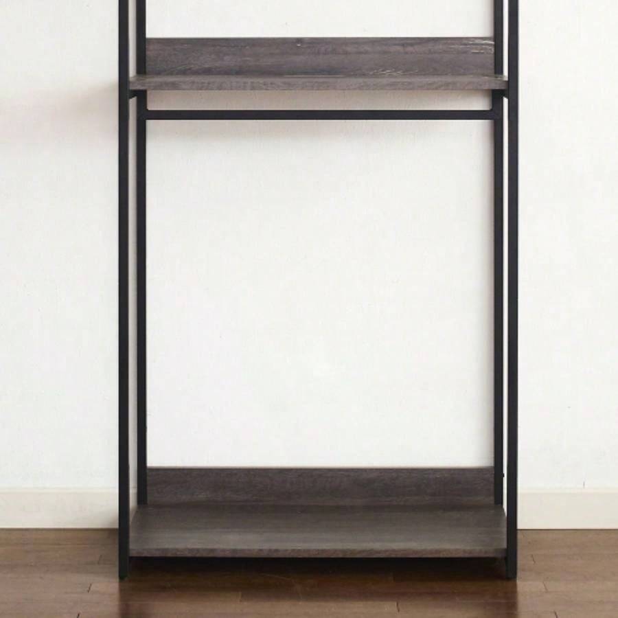 Monica Farmhouse Industrial Wood Walk - in Closet with One Shelf in Rustic Gray