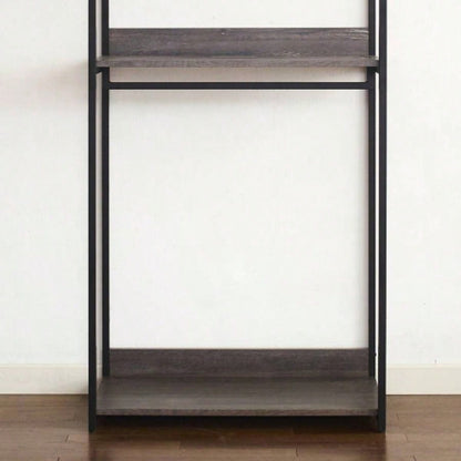 Monica Farmhouse Industrial Wood Walk - in Closet with One Shelf in Rustic Gray