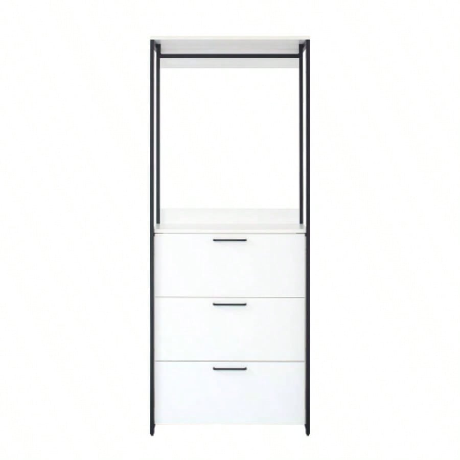 Fiona Wood and Metal Walk - in Closet with Three Drawers