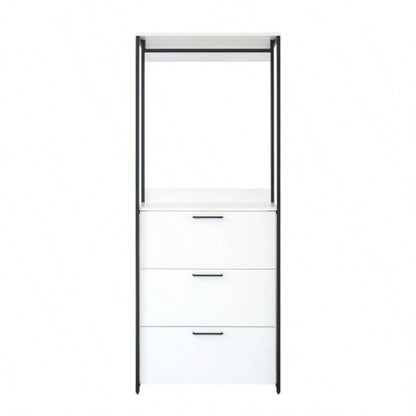 Fiona Wood and Metal Walk - in Closet with Three Drawers