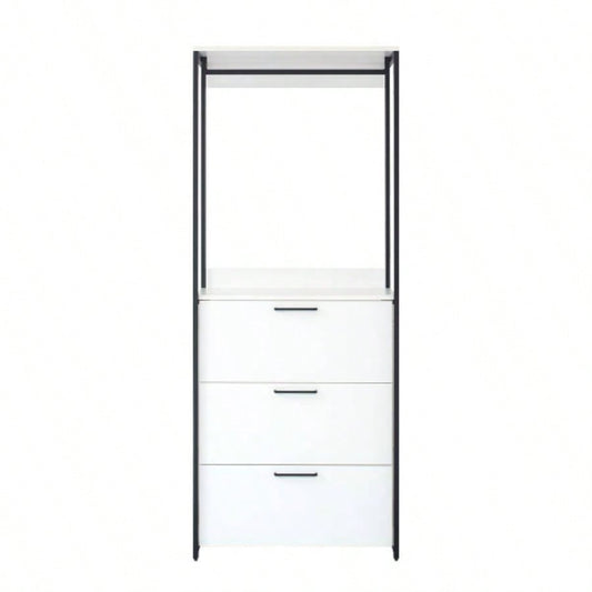 Fiona Wood and Metal Walk - in Closet with Three Drawers