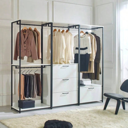 Fiona Wood and Metal Walk - in Closet with Three Drawers