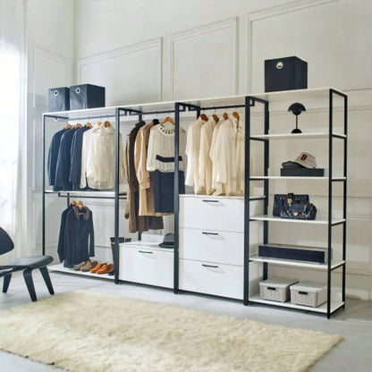 Fiona Wood and Metal Walk - in Closet with Three Drawers